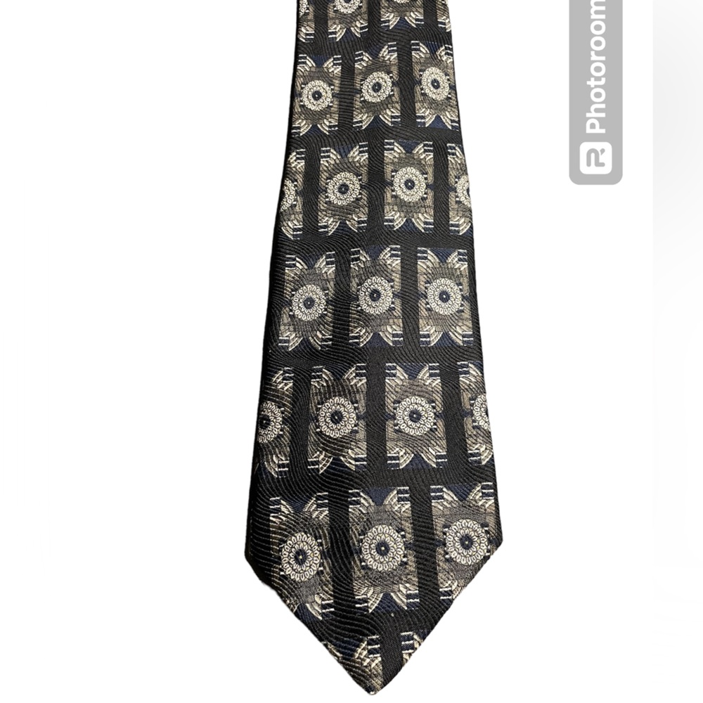 ROBERT TALBOTT Best of Class Men's Necktie Black/Navy/Gray Print Silk